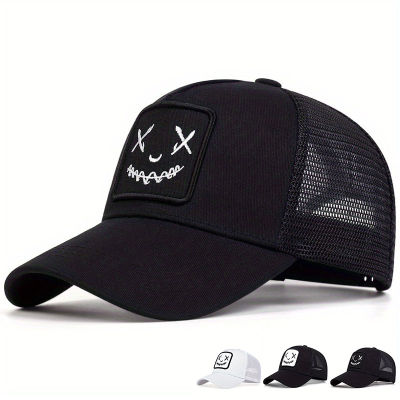 Womens Fashion Hip Hop Hat Expression Pattern Embroidered Baseball Cap Adjustable Breathable Mesh Hats Designer Hat Cycling Caps