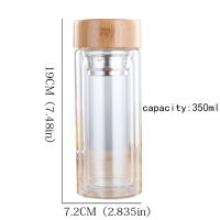 2021Tea Bottle Glass Bottled Water Bottle Infuser With Filter Strainer Borosilica Double Wall Drink Bamboo Lid 450ml Car Drinkware