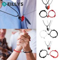 Magnet Necklace Bracelets Sets Heart Magnetic Bracelet Pendant Necklace Jewelry Set Lover Friendship Bracelets Braid Rope 2pair