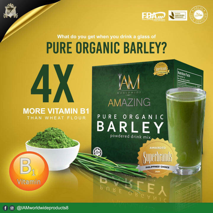 Pure Organic Barley Powder from Australia (1 Box / 10 sachets with FREEBIES) / IAM Worldwide