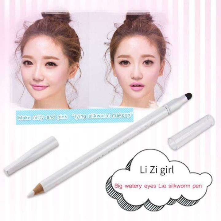 white-ดินสอเขียนขอบตาพร้อมหัวฟองน้ำ-perfect-double-head-cosmetic-pencil-เนื้อครีมแบบเหลา-เขียนง่ายเพื่อความสว่างสดใส