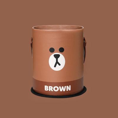 [COD]BROWN ถังขยะในรถยนต์ของใช้ในรถยนต์กล่องเก็บของอเนกประสงค์ลายการ์ตูนถังเก็บหนังกันน้ำ