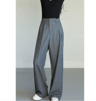 Spot parcel post Pre-Sale Summer New Suit Wide-Leg Pants Womens High Waist Loose Draping Effect Casual Straight-Leg Mop Trousers Gray