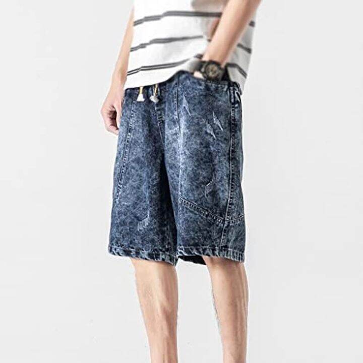 slatiom-mens-printed-knee-length-loose-plus-size-cropped-pants-plus-size-mens-summer-denim-shorts-color-a-size-mcode