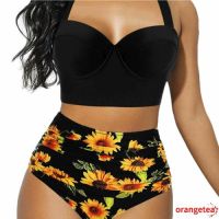 ♬MG♪-Women Ladies Sunflower High Waist Bikini Set Swimsuit Bathing Suit Swimwear Beachwear*