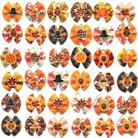 【CW】 30/50pcs Thanksgiving Day Small Dog Bows Yorkshire Hair Rubber for Holidays Accessories Grooming Products