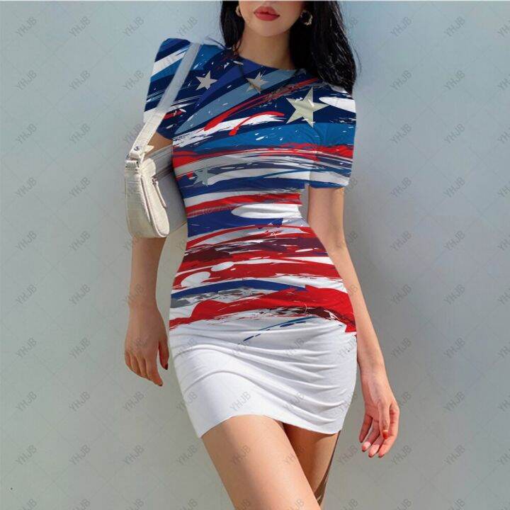 sexy-womens-short-sleeve-dress-o-neck-party-club-flag-print-bodysuit-vestido-2022-vintage-midi-dress-casual-dress