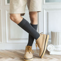 Winter Mens New High-Grade Thick Warm Solid Color Wool Material Fashion Casual Calf Long Socks 3 Pair