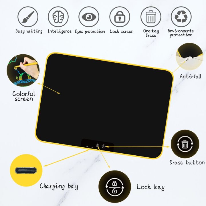 แผ่นวาดภาพกราฟิกแผ่นลายมือสเก็ตช์ภาพกระดานวาดรูปอิเล็กทรอนิกส์-lcd-แท็บเล็ตสำหรับเขียน23นิ้วแบบชาร์จได้ของขวัญสำหรับเด็ก