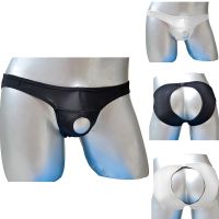 【YF】❐  Men Crotch Erotic Thong Penis Hole Artificial Leather Buttocks Breathable G-Strings Jockstrap Panties