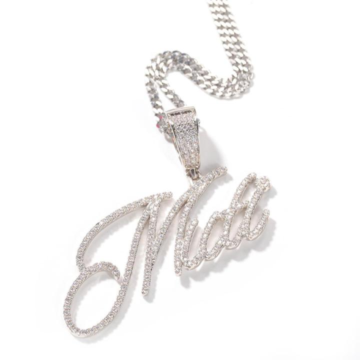 hip-hop-custom-small-flower-cursive-letter-pendant-chain-necklace-combination-words-name-zirconia-jewelry