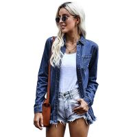 Long-Sleeved Denim Jaet Womens Autumn Winter New Style European American Solid Color