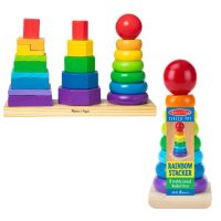 [8-21ชิ้น] ต่อเจดีย์ไม้สีรุ้ง เสาเดียว &amp; สามเสา Melissa &amp; Doug Rainbow stacker หลากรุ่น 576/567 รีวิวดีใน Amazon USA หลากสี วางซ้อนกันบนแกนไม้ ฐานโยกได้ มาลิซซ่า