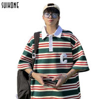 Suikone พร้อมส่ง เสื้อยืดโปโล แขนสั้น คอปก โอเวอร์ไซซ์ ลําลอง สําหรับผู้ชาย