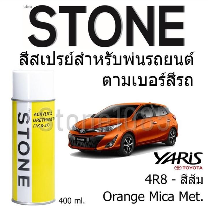 สีสเปรย์สำหรับพ่นรถยนต์ Stone ตามเบอร์สีรถ สีส้มรถโตโยต้า Yaris 2017 และ Yaris Ativ #4R8