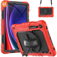 【พร้อมฟิล์มหน้าจอ】 Casing Tablet แฟชั่นสำหรับซัมซุงกาแล็กซีแท็บ S9 11.0 "(2023)/SM-X710เคสซิลิโคน TPU และ PC นิ่มมีขาตั้งในตัว + Tali Bahu + สายรัดข้อมือ