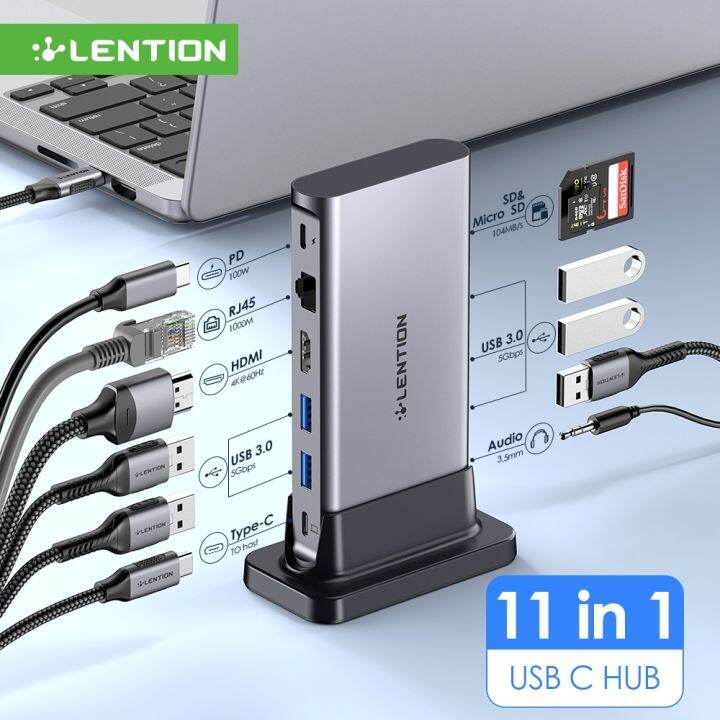 LENTION USB C HUB Docking Station 4K60Hz HDMI PD Card Reader TypeC USB