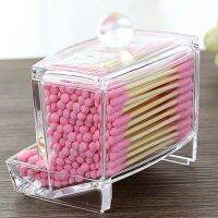 Acrylic Cotton Swabs Storage Holder Box Portable Transparent Makeup Cotton Pad Cosmetic Container Jewelry Organizer Case