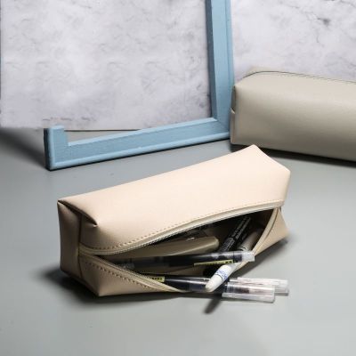 【CC】۩  Large Capacity Leather Korean Stationery Holder Storage Student School Supplies