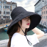 [hot]1Pc Summer Big Brim Sun Hat For Female Seaside Sun Protection UV Beach Cap Japanese Wild Fisherman Hat with Windproof Rope Gifts