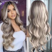 Body Wave Lace Front Wig Highlight Ash Blonde Lace Frontal Synthetic Wigs Pre Plucked Long Wavy Synthetic Lace Wig for Women [ Hot sell ] TOY CENTER