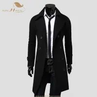 SISHION ยาว Slim Men ผ้าขนสัตว์ Trench Coat Double Breasted Turn-Down Collar QY0323แฟชั่นฤดูใบไม้ร่วงฤดูหนาวยาวผ้าขนสัตว์ผสมผู้ชาย