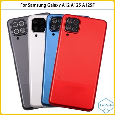 For Samsung Galaxy A12 A125 A125F A125DS Plastic Back Cover Rear Door A12 Housing Case Side Button Camera Lens Replace