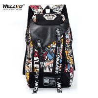 Graffiti Laptop Backpack Men Canvas School Bag Teenage Boys Large Cartoon Letters Printing Backpacks Travel Bags mochila XA1788C