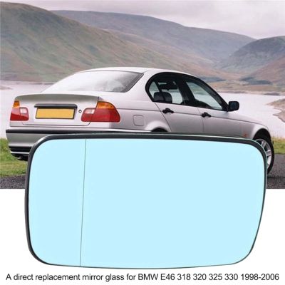 1Pair Car Rearview Side Door Mirror Blue Glass Lens Heated Component for BMW E46 E65 E66 E67 2001-2008 51167028427 51167028428