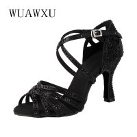 hot【DT】 NATASHA black dance shoes Latin Womens Adult high heel