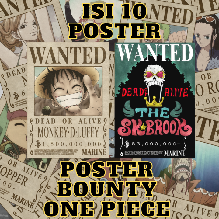 1 SET Poster Bounty One Piece (isi 10pcs) | MUGIWARA CREW AFTER TIME ...