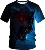 ARORALS Mens Wolf T-Shirt Summer Short Sleeve Tees Tops Animal Theme Shirt Realistic Graphic Shirt