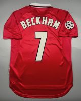 เสื้อบอล ย้อนยุค แมนยู 1999 เหย้า Final Camp Nou Retro Manchester United Home พร้อมเบอร์ชื่อ 7 BECKHAM อาร์มแชมเปี้ยนลีค 1999-2000