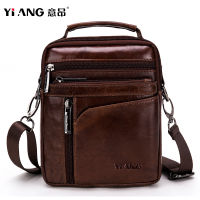 YIANG Brand High Quality Genuine Leather Mens Shoulder Messenger Bag For Men Cross Body Bag Top-handle Mini Bag For Male Office Small Shoulder Bag Natural Cowhide Male Soft Handbags Casual Mens Document Bag Phone Pouch Cards Holder Postman bag Cowhide