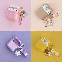 เคสซิลิโคนสำหรับ Airpods 1 2พวงกุญแจนักบินอวกาศรูปนางฟ้าสุดน่ารักเคสป้องกันแบบหูฟังบลูทูธไร้สายพร้อมดอกไม้ไข่มุก