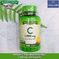 วิตามินซี โรสฮิป Vitamin C Plus Wild Rose Hips 1,000 mg 100 Caplets - Natures Truth