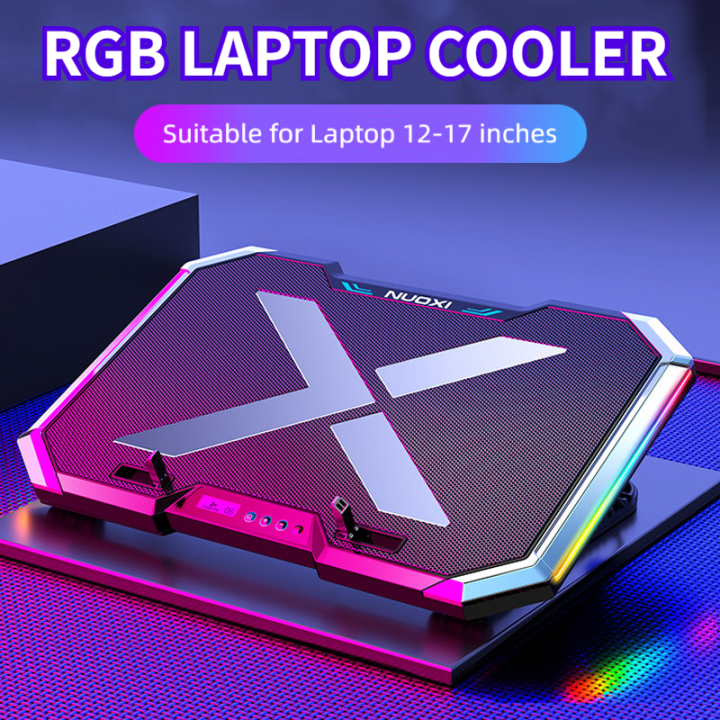 qilmily-แท่นวางแล็ปท็อป-โต๊ะวางโน๊ตบุค-ที่วางโน้ตบุค-ขนาดพกพา-มีไฟled-gaming-rgb-laptop-cooler-notebook-cooling-pad-super-mute