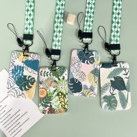 【CW】2023 Green Plant Credit Card Cover with Lanyard String Plastic Student Protection Business ID Name Badge Card Holder Case Bags