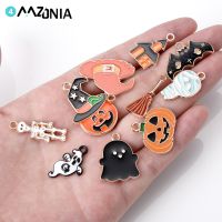 【YF】✺❐❅  10pcs/lot Alloy Charms Pumpkin Broom Bat Enamel Pendant Jewelry Making Diy Necklace Findings