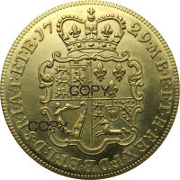 สหราชอาณาจักร George II gold 5 Guineas 1729 EIC ทองเหลืองโลหะสำเนาเหรียญ-Chuieri