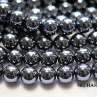 เครื่องประดับ Suellen Meihan 8มม. ธรรมชาติ (2เส้น/ชุด) Hematite สายคล้องแว่นตาลูกปัดกลมเรียบหินแฟชั่นสำหรับสร้อยคอ Diy สร้อยข้อมือออกแบบเครื่องประดับ