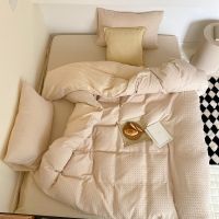 【hot】❖┅ style class A waffle washed four-piece set of summer naked sleeping bed linen quilt