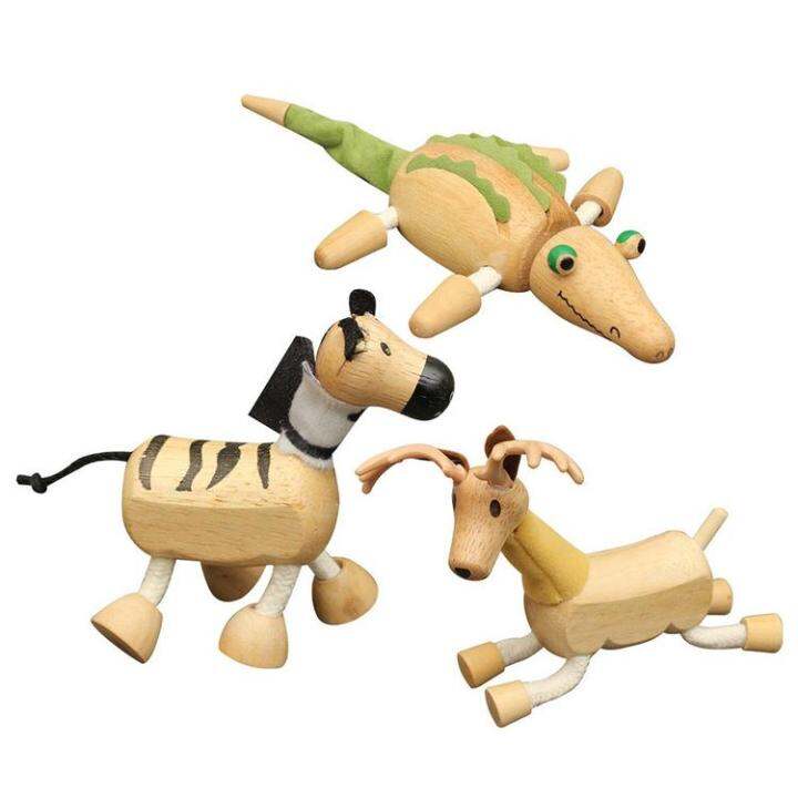 Bendable Animal Figures Bendable Farm Animal Puppet Toy Wooden Animal