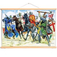 1ชิ้น Vintage Knights Templar โปสเตอร์ไม้ Scroll ภาพวาดยุคกลาง Crusader Knight Decor