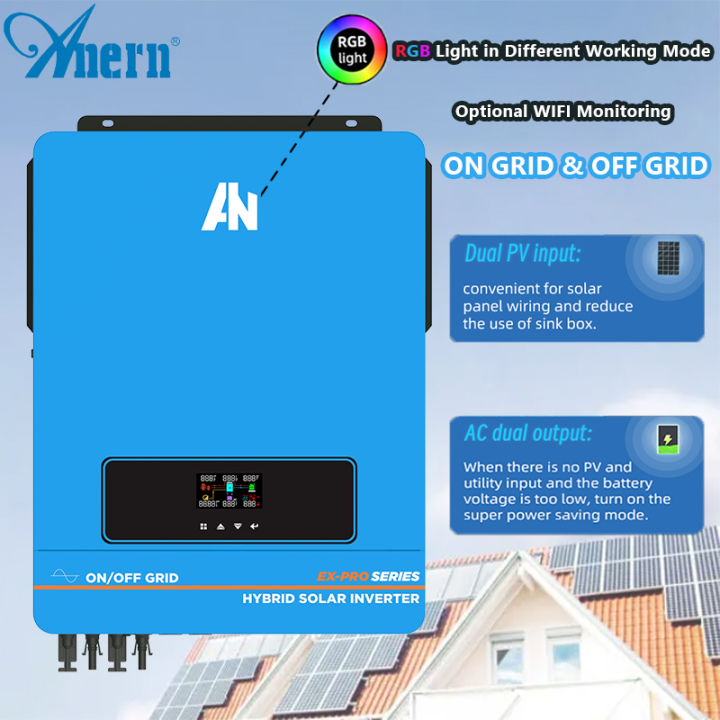 Anern 8.2KW Hybrid Solar Inverter 48V Hybrid Inverter Built-in Limiter ...