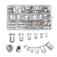 93Pcs M3 - M10 Aluminum Alloy Rivnut Flat Head Threaded Rivet Insert Nutsert Cap Rivet Nut Mix Set