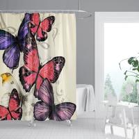Fresh Plants Waterproof Shower Curtain Hooks  Bath Curtains MildewProof Polyester Fabric Bathroom Home Decor