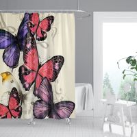 Fresh Plants Waterproof Shower Curtain Hooks Set Bath Curtains MildewProof Polyester Fabric Bathroom Home Decor