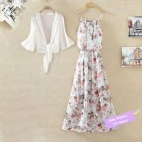 COD ✌☾ The Outline Shop27dgsd6gfd 【Ready Stock】❀ baju pantai wanita rok panjang perempuan Chiffon beach skirt loose long Bosmian floral print camisole dresses single/set for options