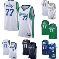 เสื้อกีฬาแขนกุด ลายทีม NBA Jersey Dallas Mavericks No.77 Luka 2022 พลัสไซซ์